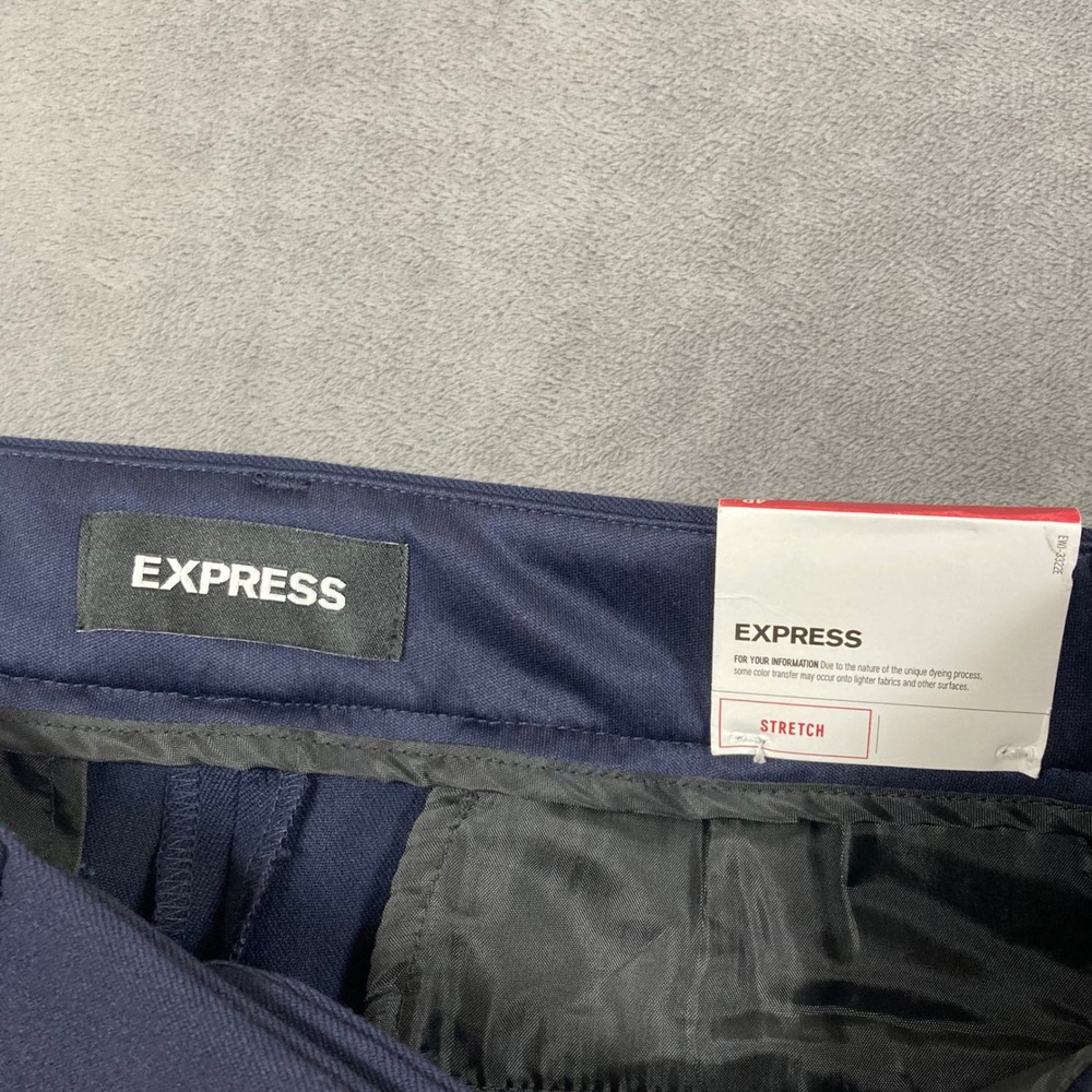 Express Columnist Barely Boot Mid Rise Navy Blue Stretch Dress Pants 4R - Picture 2 of 8